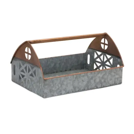 Galvanized Metal Barn Caddy Tray Set {3}