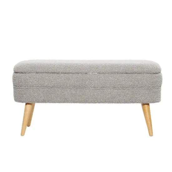 40" Contemporary Polyester & Wood Storage Bench Light Gray {9}