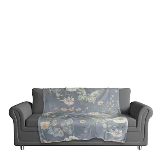 Butterflies Coral Fleece Blanket Blue {4}