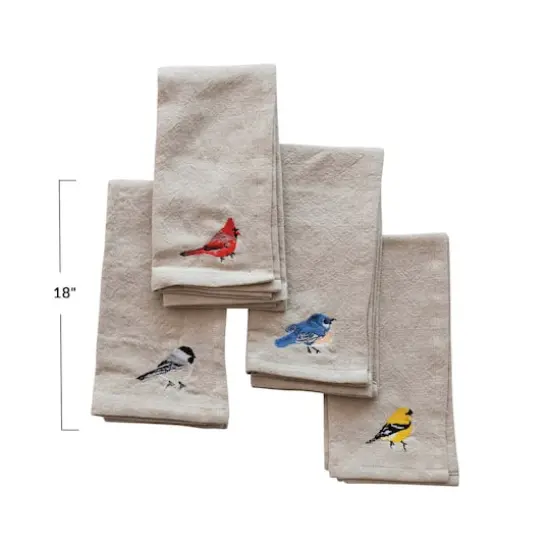 Hello Honey® 18" Cotton & Linen Embroidered Bird Napkin Set {5}