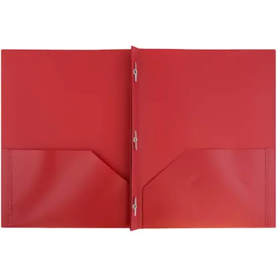 JAM Paper 9.5" x 11" Plastic 2 Pocket School POP Folders with Clasps, 6ct. Red {4}