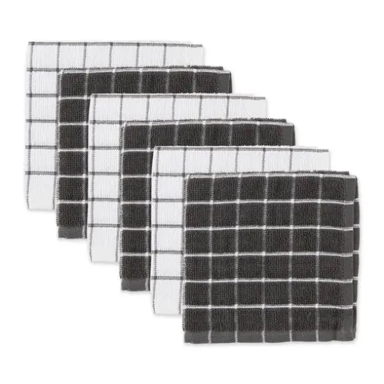 DII&reg; Mineral Gray Combo Windowpane Dishcloths, 6ct. {1}