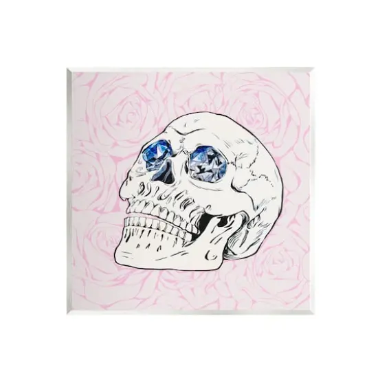 Stupell Industries Pink Roses Crystal Eyes Skull Wall Plaque Art {1}