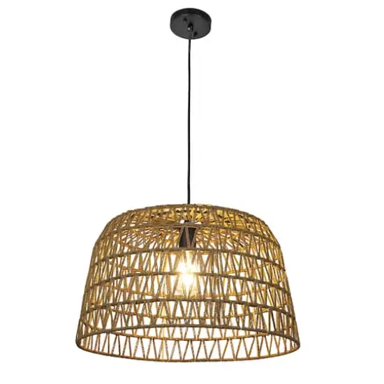 Hello Honey&reg; 19.5" Boho Open Weave Metal and Paper Rope Ceiling Light Brown {1}