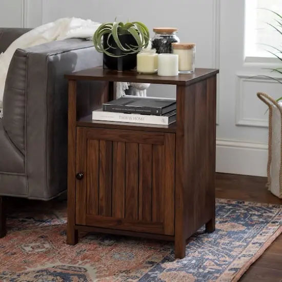 Walker Edison 18" Grooved Door Side Table Dark Walnut {5}