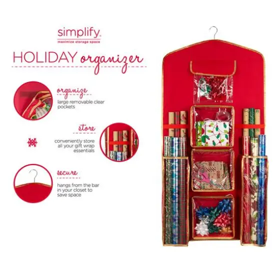 Simplify 8 Compartment Hanging Holiday Gift Wrap Organizer {9}