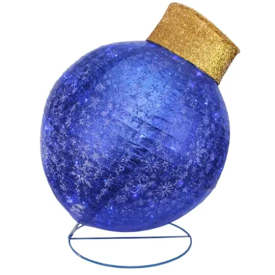 3ft. Blue LED Twinkling Glittered Christmas Ball Ornament Decoration {6}