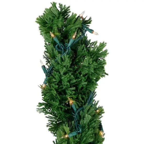 5.5ft. Pre-Lit Artificial Cedar Spiral Topiary Tree in Urn Style Pot, Clear Lights {5}