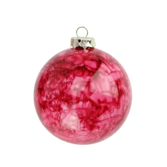 4ct Marbled Crimson Red Shatterproof Ball Ornaments {1}