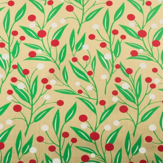 JAM Paper Embossed Gold with Holly Gift Wrap {1}