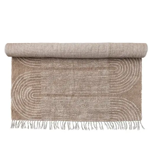 Hello Honey&reg; Brown Boho Cotton Tufted Rug With Arched Geometric Pattern & Fringe, 84" x 60" {5}