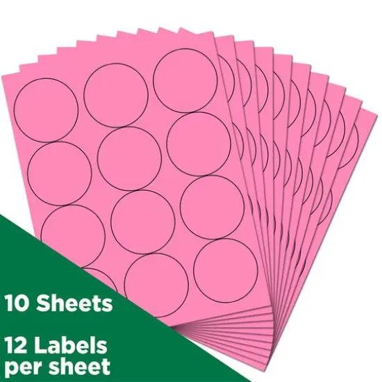 JAM Paper 2.5" Circle Product & Container Labels, 120ct. Ultra Pink {4}