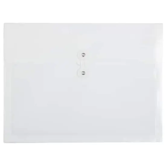 JAM Paper Letter Booklet Plastic Envelopes with Button & String Tie Closure, 12ct. White {1}
