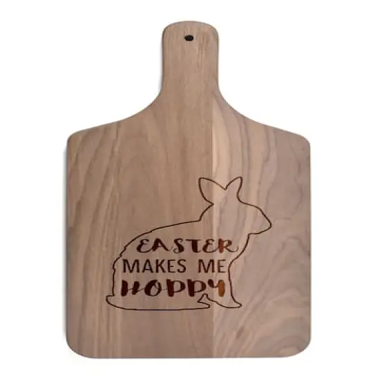 Easter Makes Me Hoppy 8" x 17" Walnut Paddle Cutting Board {1}