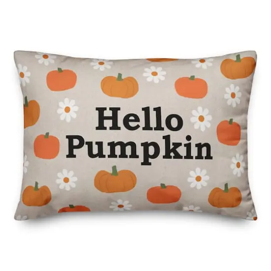 Hello Pumpkin Daisy Pattern 20" x 14" Indoor / Outdoor Pillow {1}