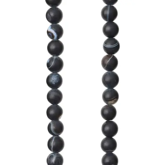 Black Matte Striped Agate Round Beads, 6mm by Bead Landing&trade; {1}