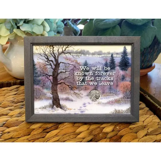 Tracks With Buffalo Nickel Coin in 5" x 7" Frame {3}