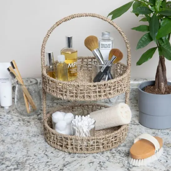 Household Essentials 15" Seagrass 2-Tier Tray {4}