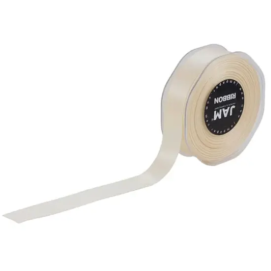 JAM Paper 7/8" x 25yd. Double Face Satin Ribbon Ivory {1}