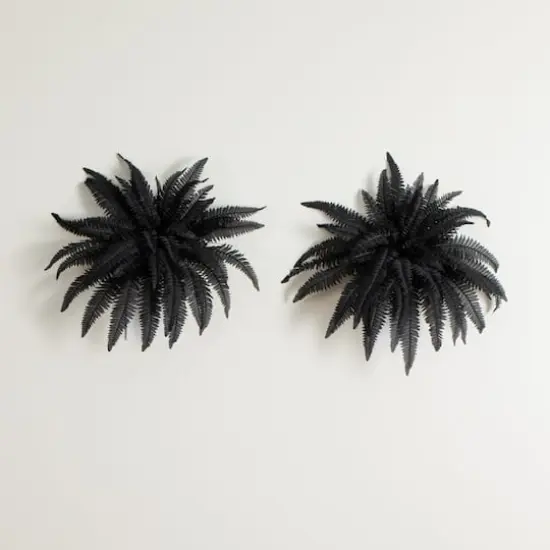 40in. Artificial Halloween Black Boston Fern - Set of 2 {6}