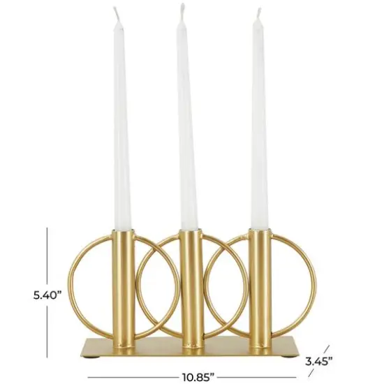11" Gold Metal Overlapping Circular Ring Candelabra {10}