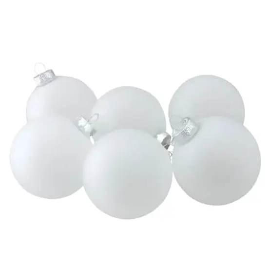 6ct. 3.25" Matte Frosted White Glass Ball Ornaments {1}