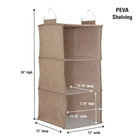 Household Essentials 3 Shelf Hanging Closet Organizer Brown {4}