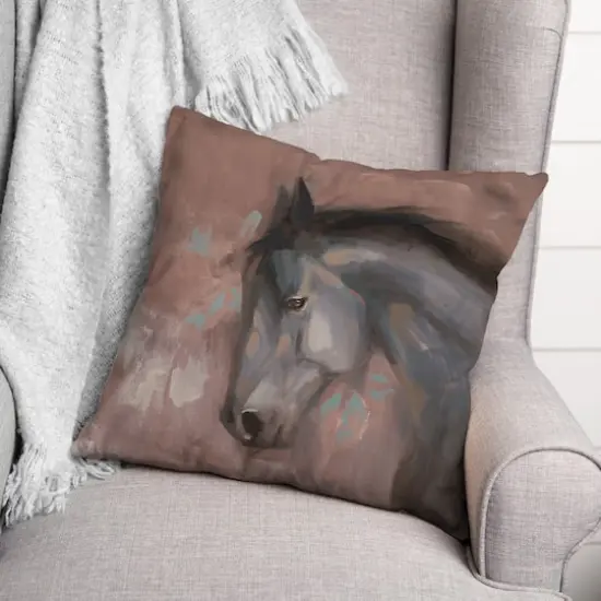 Horse On Red Throw Pillow {3}