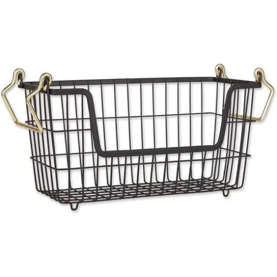 DII&reg; 13" Small Rectangle Metal Basket Black/Gold {6}