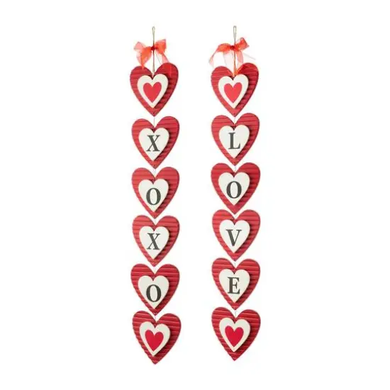 Glitzhome® 30" Set of 2 Valentine's Wooden Heart Door Hanger {6}