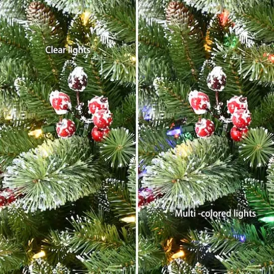 9ft. Pre-Lit Snowy Norway Spruce Artificial Adorned Christmas Tree, Dual-Color LED Lights {6}