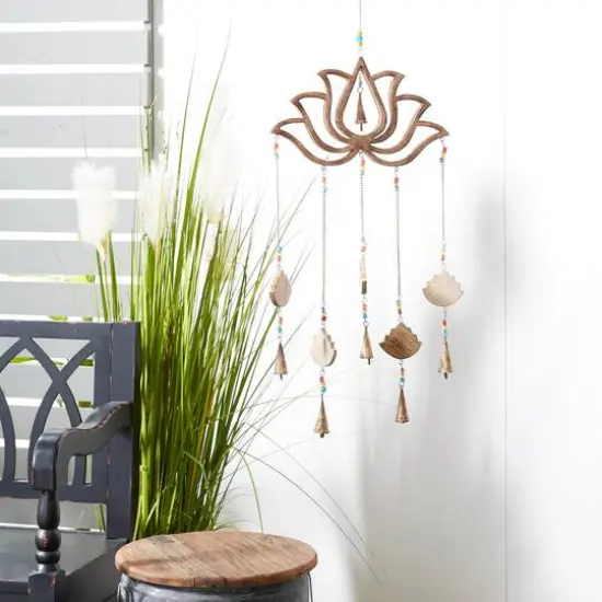 Gold Mango Wood Eclectic Style Windchime, 15" x 30" {12}