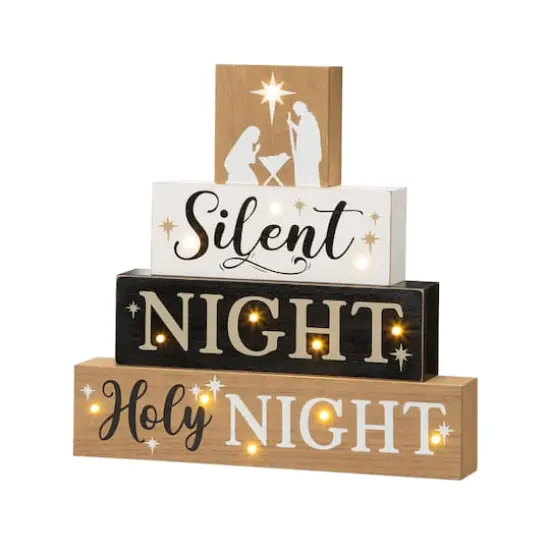Glitzhome&reg; 12" LED Lighted Nativity Block Word Sign {1}
