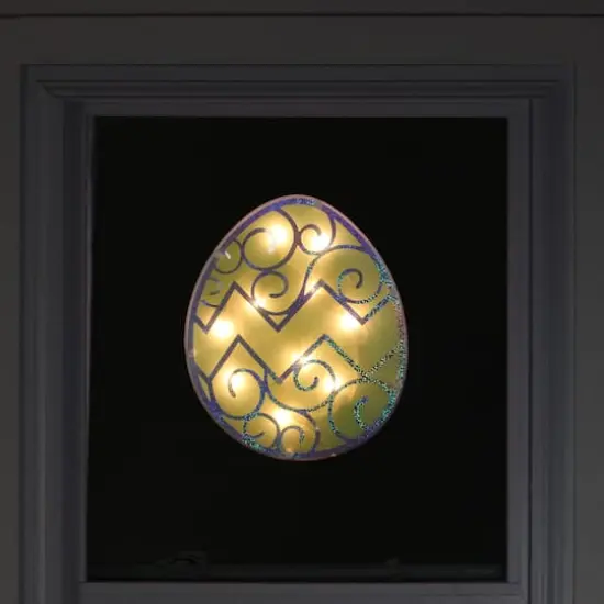 12" Lighted Green Easter Egg Window Silhouette Decoration {4}