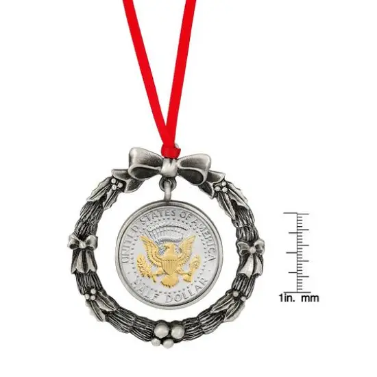 Presidential Seal 2-Tone JFK Half Dollar Wreath Ornament {5}