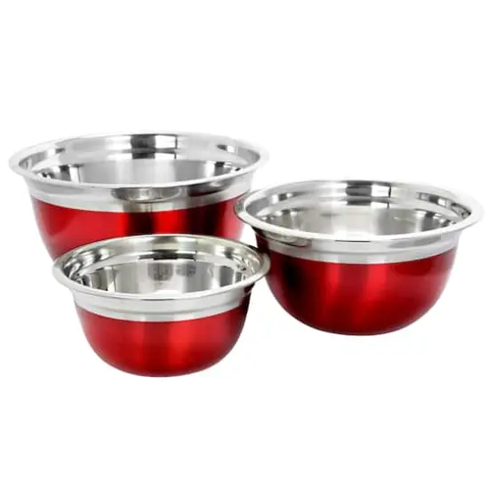 Oster Rosamond Red Stainless Steel Mixing Bowl Set {9}