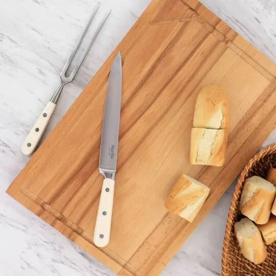 Martha Stewart Cream Goswell 3 Piece Carving Board & Cutlery Set {6}