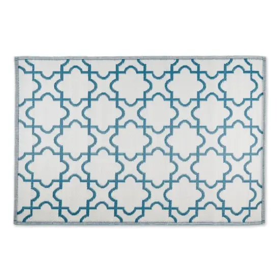DII&reg; Storm Blue & White Lattice Outdoor Rug, 4ft. x 6ft. {4}