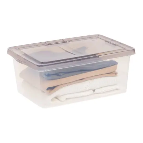 IRIS&reg; 17qt. Clear Snap Top Storage Box with Gray Lid {9}