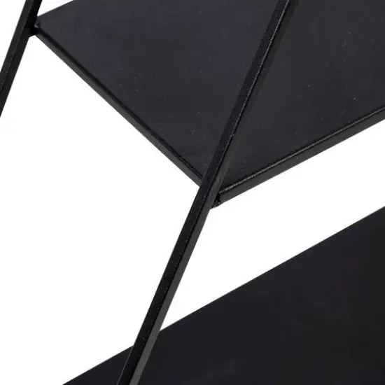 Honey Can Do 28" Black Three-Tier Triangle Decorative Metal Wall Shelf {6}
