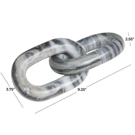 9" Gray Marble Geometric 2 Link Chain Sculpture D&eacute;cor {6}