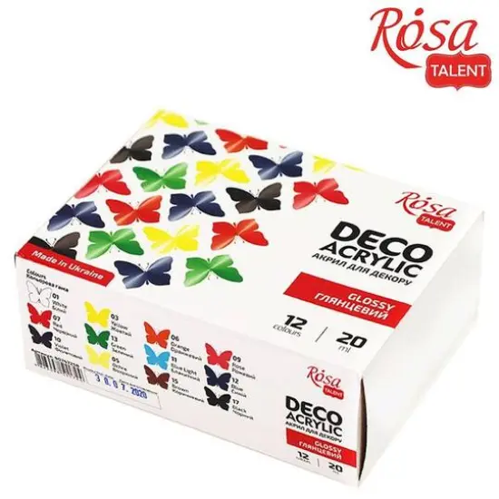 Rosa Talent Deco 12 Color Glossy Acrylic Paint Set {1}