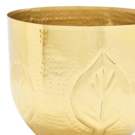 Hello Honey&reg; Antique Gold Debossed Metal Planter Set {12}
