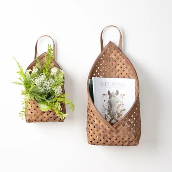 Woven Bamboo Basket Wall Pocket Set {3}