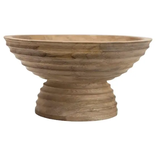 Hello Honey&reg; 9.75" Ridged Mango Wood Footed Bowl Brown {1}