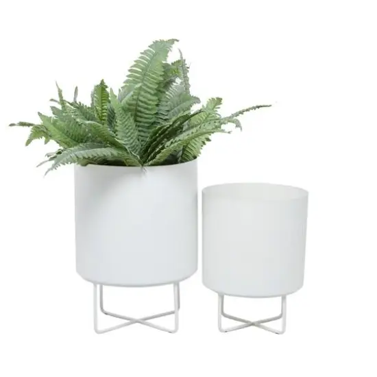 White Modern Planter, Set of 2" 16", 13" {6}