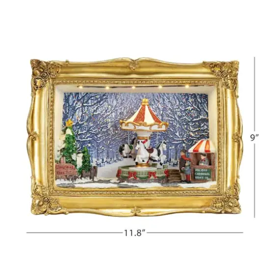 90th Anniversary Collection 9" Animated & Musical Gold Frame Carousel Shadow Box {4}