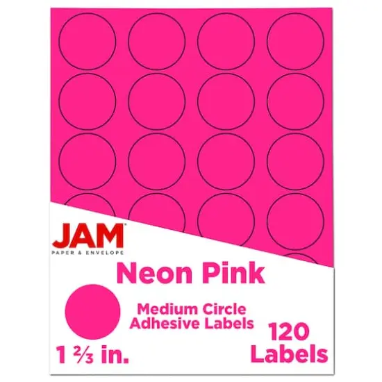 JAM Paper Circle Label Stickers Neon Pink {1}
