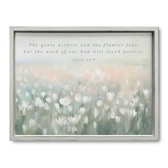 24" x 18" Our God Will Stand Forever Framed Wall Art White {1}