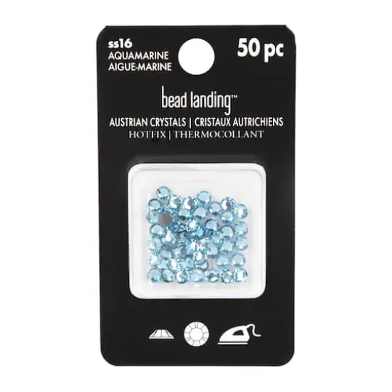 SS16 Round Hotfix Austrian Crystals by Bead Landing™, 50ct. Aquamarine {5}